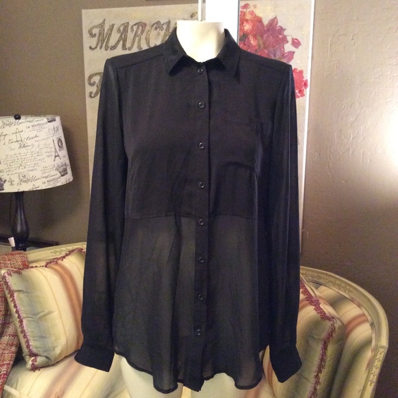 Free People Tops - Free People Black Sheer Tunic Blouse Top Shirt XS